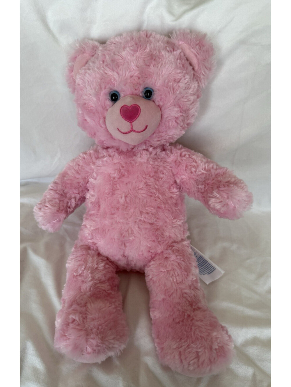 Build A Bear Pink Cuddles Teddy Bear Super Soft 16" Swirl Fur Heart Nose BAB Paw